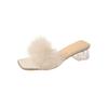 Fairy Wind Beautiful Hair Cool Slippers Female Summer Wear 2025 New Internet Celebrity Fashion Crystal Thick High Heel One-word Drag