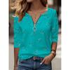 2026 Women's New Casual Heart Print Long Sleeve V-Neck Zipper T-Shirt
