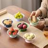 Chinese Ceramic Fruit Plates Retro High-legged Dessert Snacks Plate Dim Sum Trays Porcelain Tableware Kitchen Supplies Teaware