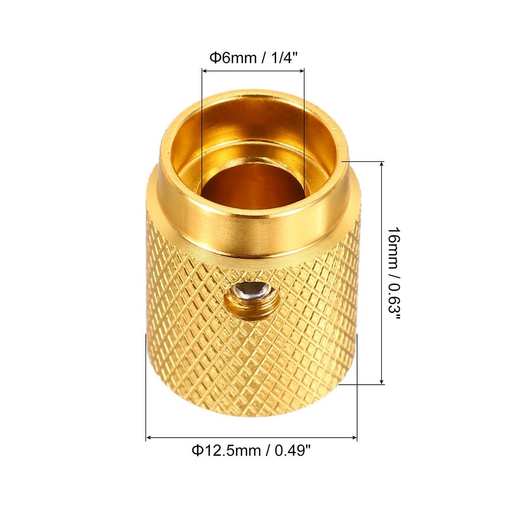 uxcell Set Aluminum Potentiometer Inner Diameter x Outer Diameter x Universal Control Knobs for Guitar and Oval Gold Finish 8-Piece Knobs, 1/4" (6mm)