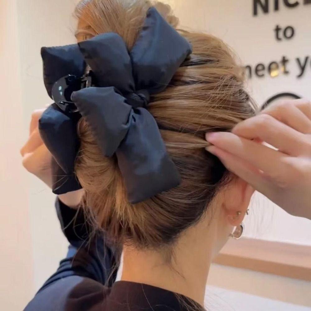 Sponge Ribbon Hair Crab Clip Korean Style Large Shark Clip Funny Bow Hair Claw  Daily