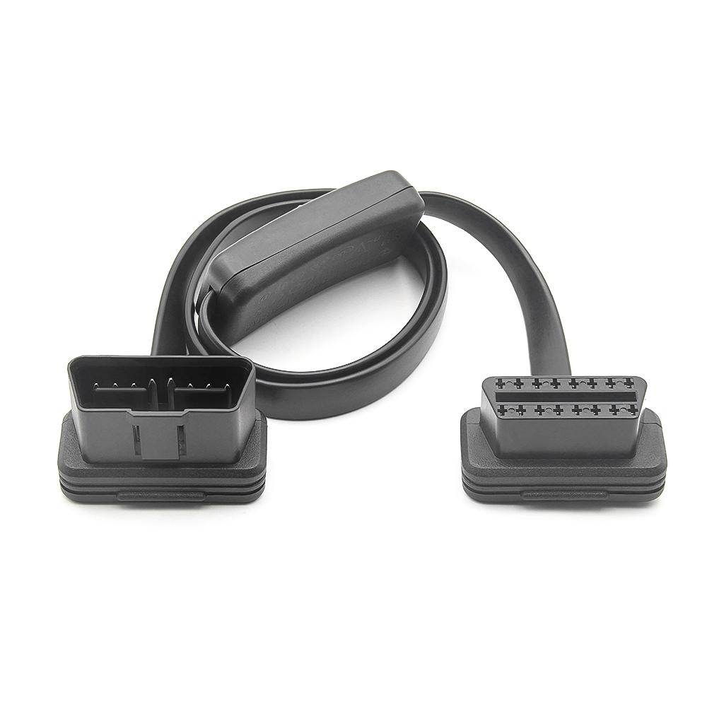 60CM 16Pin OBD2 Extension Cable Adapter Cable Flat+Thin As Noodle OBDII Male To Female Socket Connector with ON/OFF Switch