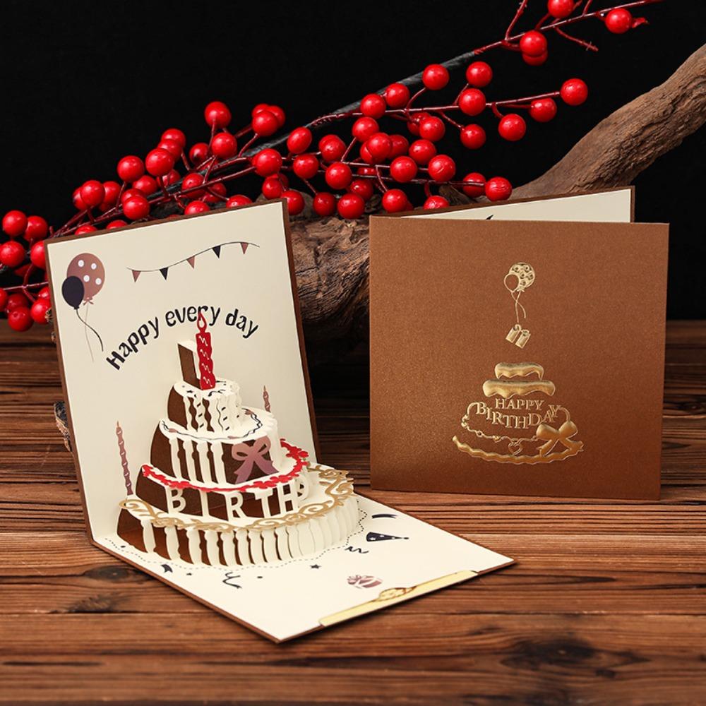 Folding 3D Pop Up Birthday Card Hollow Paper Carving Invitation Card Message Cards  Baby Shower