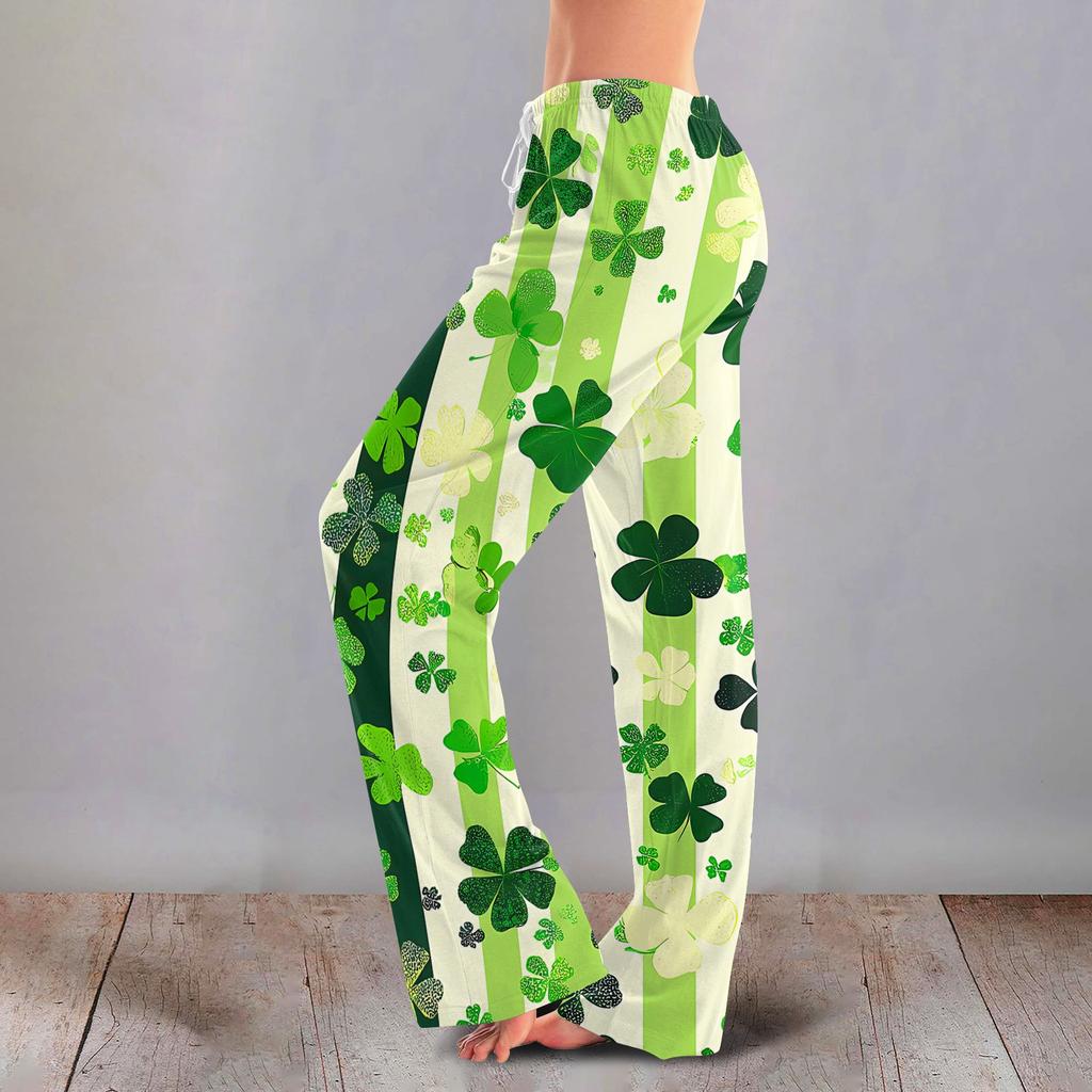 Women's Casual Fashion Comfort Pajama Pants Print Drawstring Pants Full Length Long