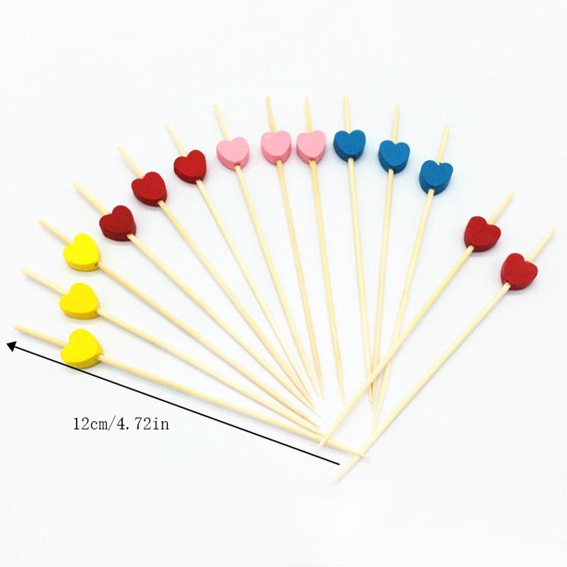 Disposable Bamboo Skewers Food Picks Buffet Cupcake Fruit Fork Party Cake Dessert Salad Vegetable Sticks Toothpick Skewer
