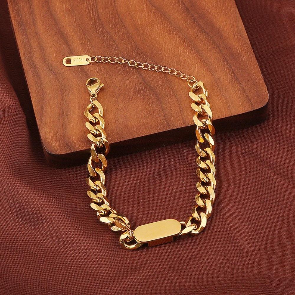 Solid Color Titanium Steel Necklace Cuban Punk Necklace Bracelet Hip Hop Chain Necklace  Women Men