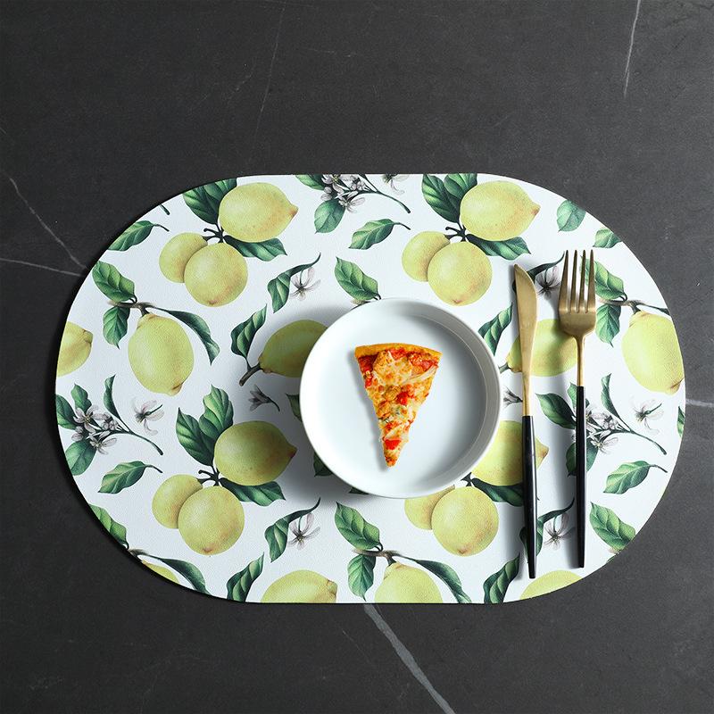 Table Mat PU Leather Placemat Nordic Style Print Waterproof Oil Proof Non Slip for Home Kitchen Wedding Dining Settings