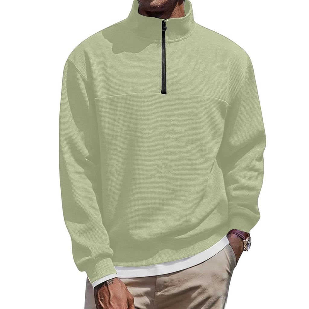 Men's And Women's Casual -color Long-sleeved T-shirts, Men's Sporty Breathable Stand-up Collar Half-zipper Top