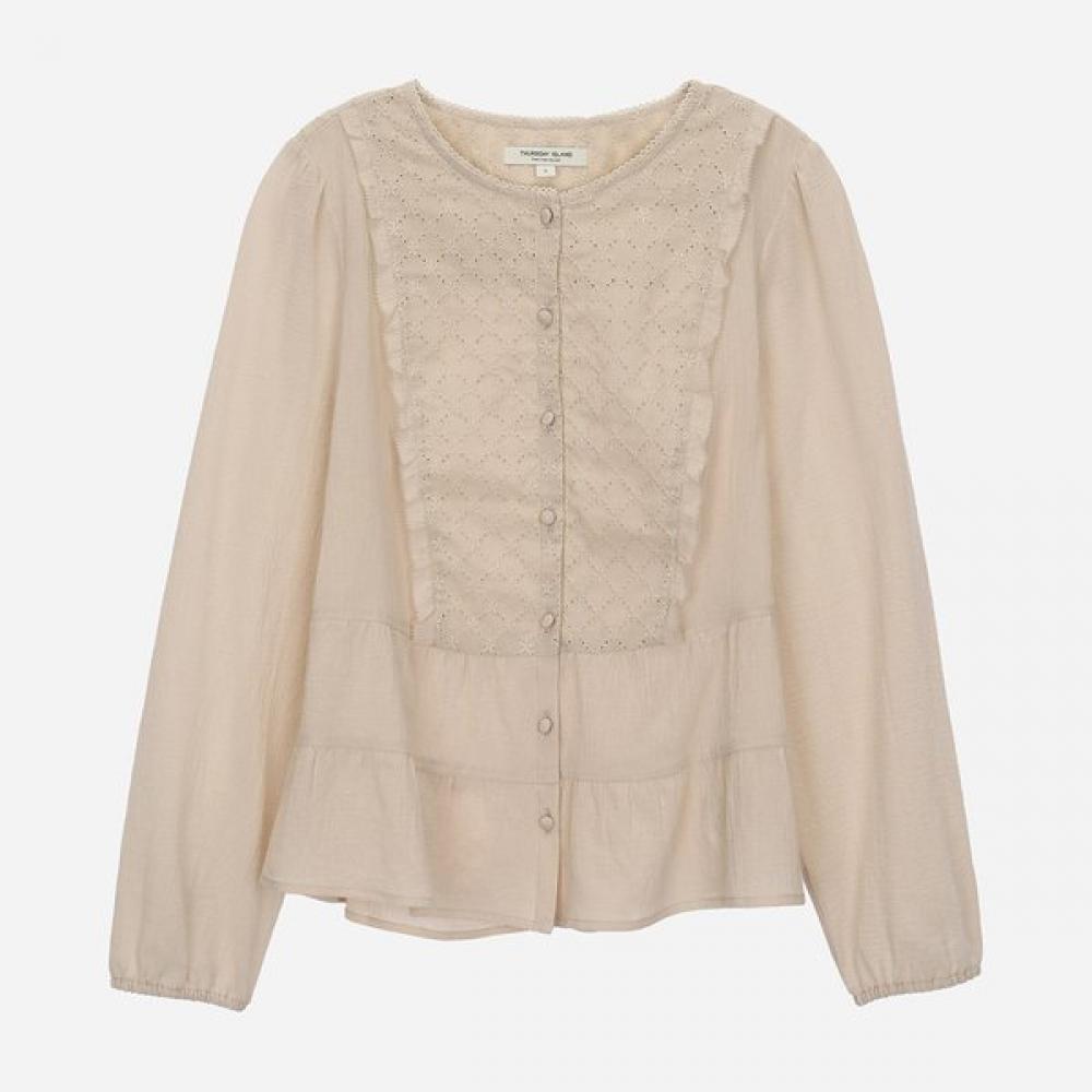 Thursday Island Eyelet Colorblock Frill Blouse T262mbl136w