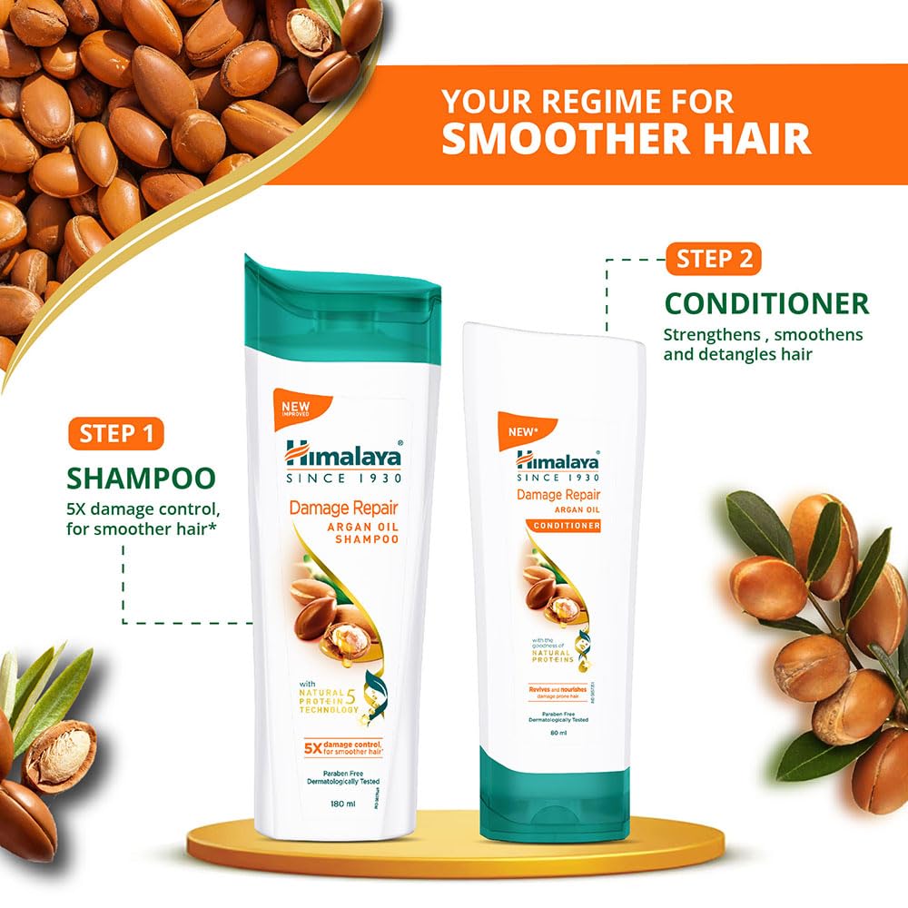 Himalaya Damage Repair Argan Oil Conditioner 80ml For Smooth Soft Hair And Frizz Control With Natural Protein Care