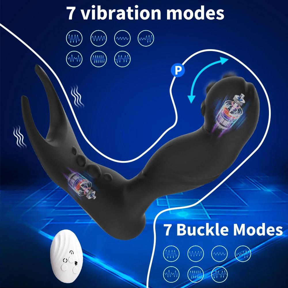 Mannlig prostata massasje vibrator rotasjonskuler analplugg vibrator silikon forsinket ejakulasjon mannlig masturbator sexleketøy for menn