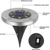 Lampe Solaire - RICEEL - 8 LED - 3000K Blanc Chaud - Etanche IP65 - Jardin Extérieur