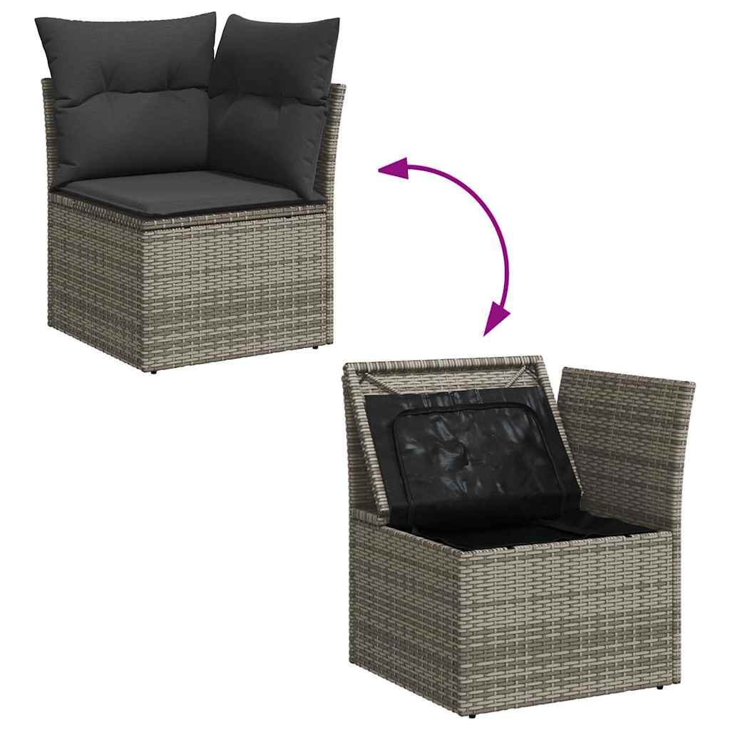 Vidaxl 5-Cz. Garden Lounge Set, Cushions, Grey PE Rattan