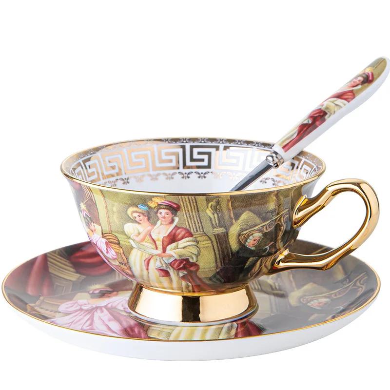 Your Wife Cross-border European Bone China Coffee Cup and Saucer Set Ceramic Retro English Afternoon Tea Cup Set