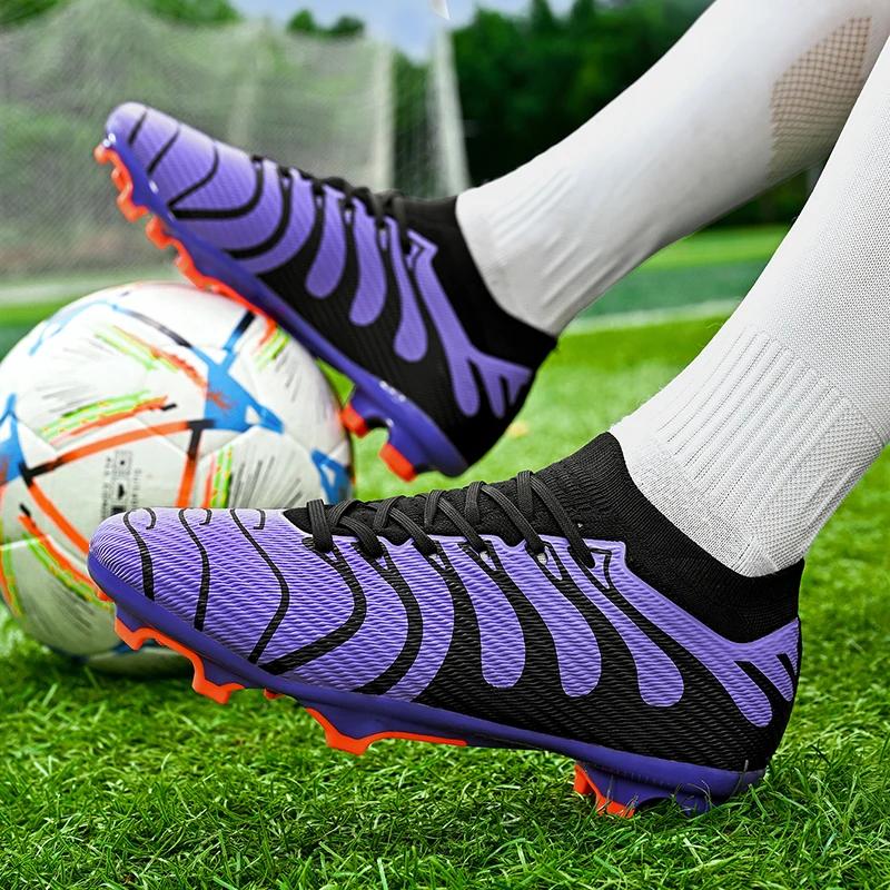 2024 Men's Soccer Shoes Large Size Ultralight Football   Boots Boys Sneakers Non-Slip AG/TF Soccer Cleats Ankle Boots Unisex