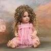 55cm Reborn Baby Doll Realistic Vinyl Girl Doll with Curly Hair Woolly Curls Cutie Pink Dress