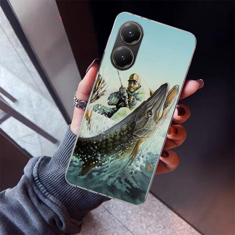 Carp Fish Fishing Rod Hook Phone Case For Xiaomi Poco X5 X6 X7 Pro F7 Ultra M7 Redmi 15C 15 13C 13 12C 12 10 10C 10A 9 9C 9T 9A