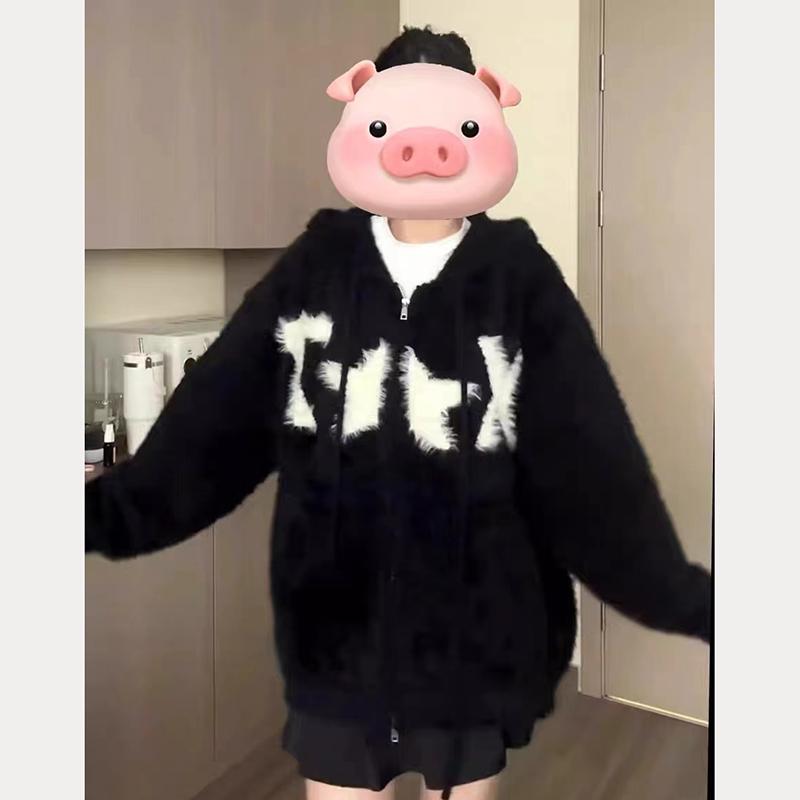 Корейский модный бренд кардиган свитер мужской 2024 осень и зима новый круглый вырез вязаный свитер в стиле Гонконга Ins свободная куртка M чёрный 3443₽