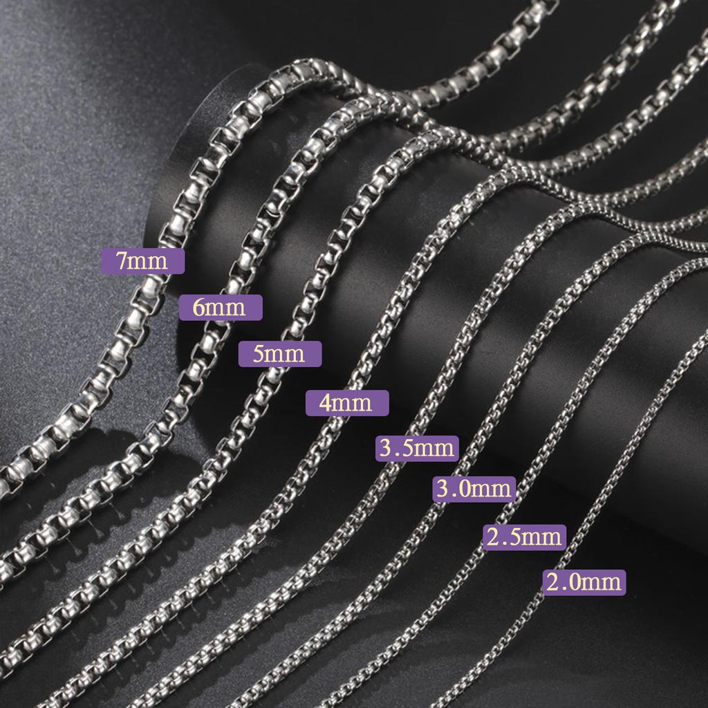 Cazador Punk Box Chain Necklaces for Men Women Stainless Steel Jewelry 2-7mm Width Chains Party Birthday Gift Wholesale 2026