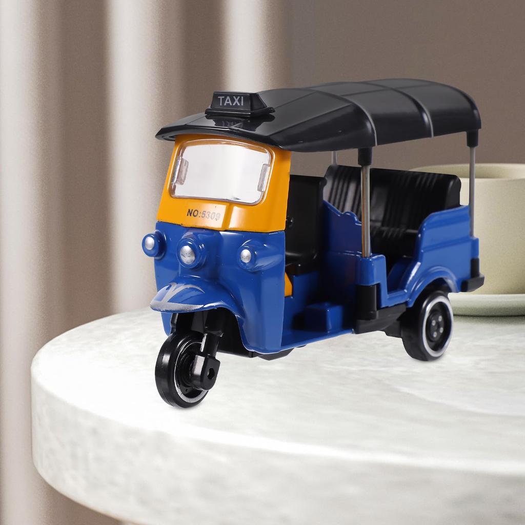 LEDMOMO Tomica Mini Car Toy Pull Back Map with Storage Box Birthday Gift Tricycle Model Alloy Tricycle Model Vintage Tricycle Decoration Home