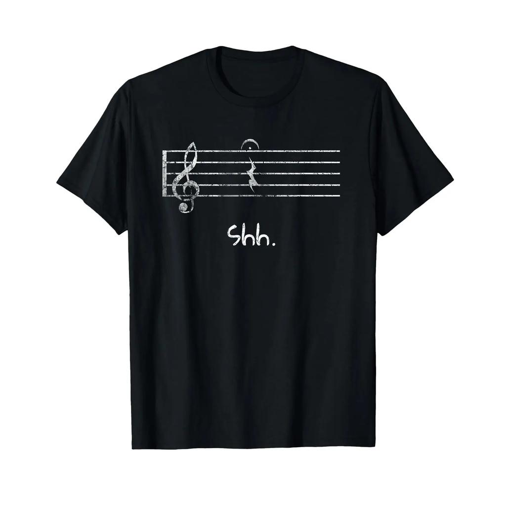 Man Music Notes Guitar Note Shh Quarter Rest and Fermate T Shirt Casual Stretched Comfortable