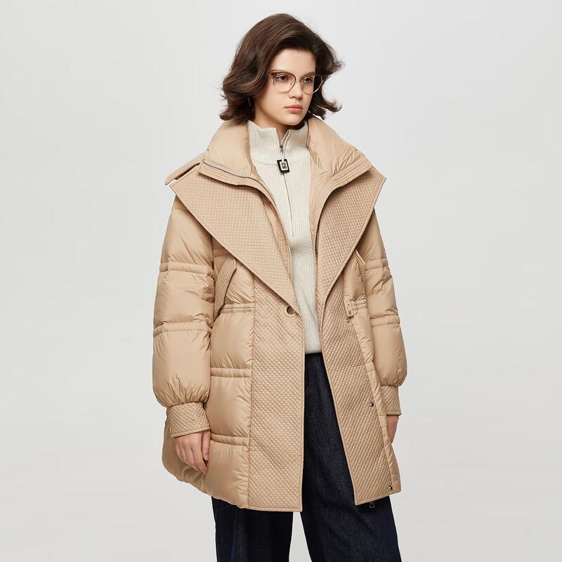 

Women s Double Collar Long Sleeve Mid-Length Down Jacket S