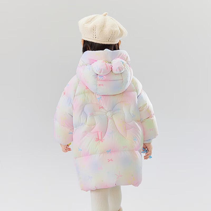 DEESHA Girls' Sweet Print Hooded Mid-length Down Jacket