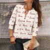 Women's Loose 7,inch Sleeve Top with Heart Print