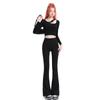 Micro-pull shark pants women's outer wear spring and autumn new high waist hip lift bottom thin black yoga horn pants