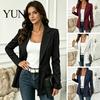 Blazer a Righe da Donna con un Bottone, Giacca Cappotto Traspirante Business Casual da Lavoro a Righe Verticali, Maniche Lunghe con Scollo a Lancia per l'Autunno