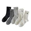 Female Spring and Autumn Love Embroidery Sweat Breathable Boneless In The Tube Pile Pile Cotton Socks