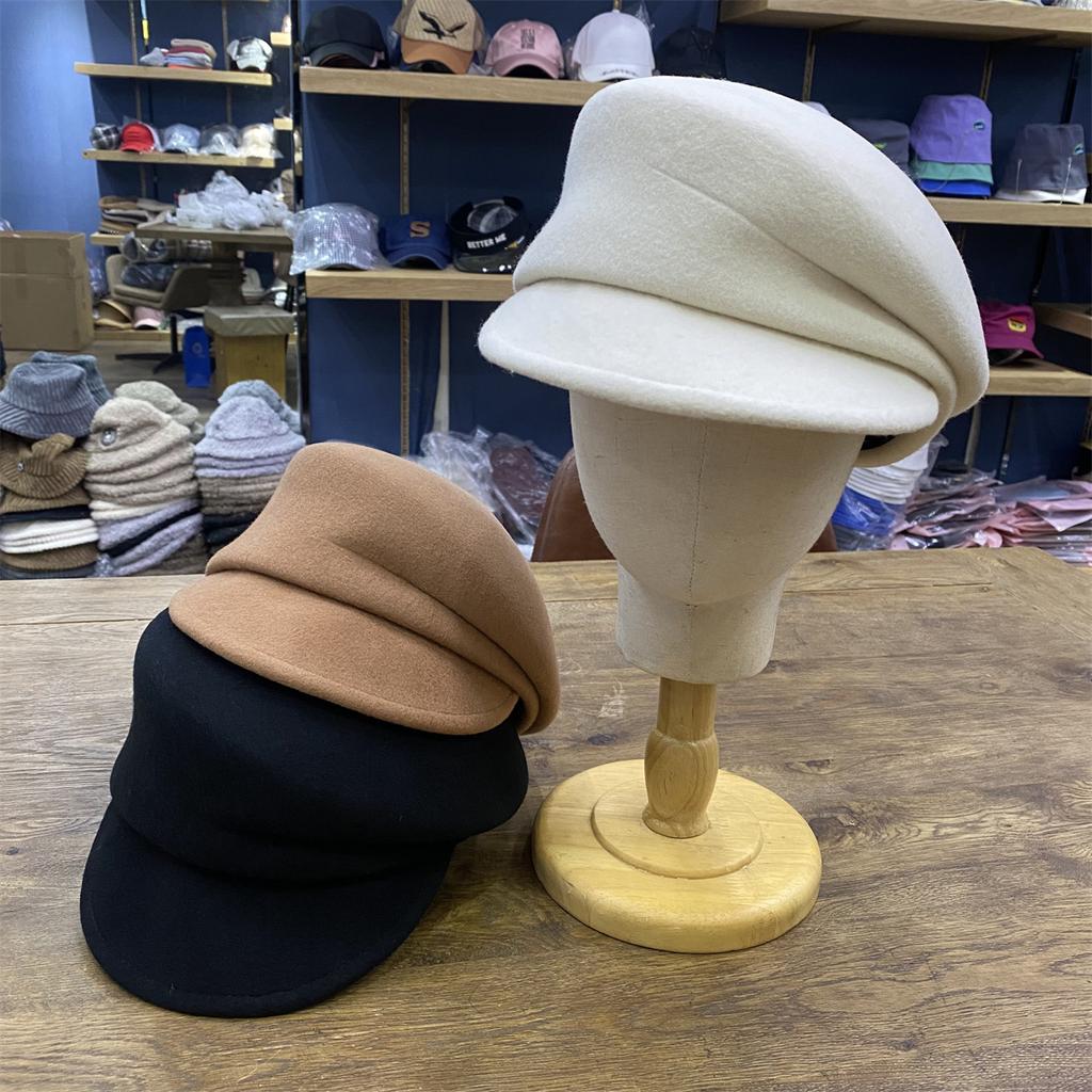 Yejapan Zimní Vlna Jednobarevný Skládací Volnočasový Dámský Osmihranný Klobouk Dámská Kšiltovka