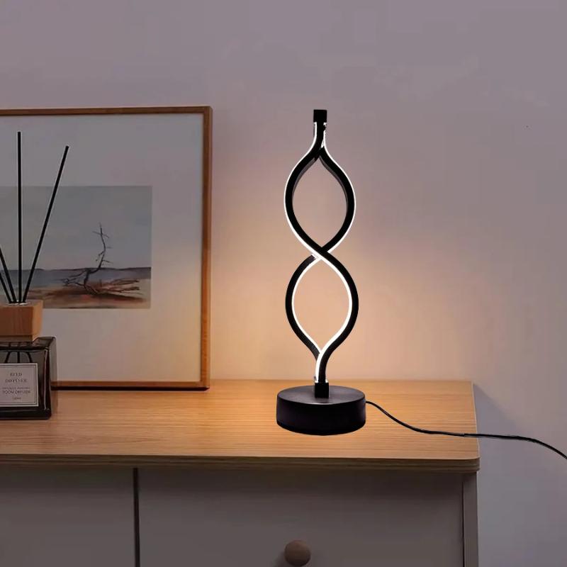 1Pc Creative Figure-eight Desk Lamp USB Three-tone Light Bedroom Desk Lamp