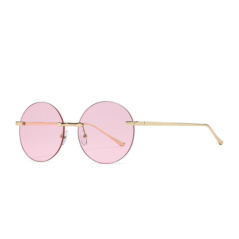 

Womens Round Metal Frame Sunglasses With Uv400 Protection For Outdoor Activities Pink
