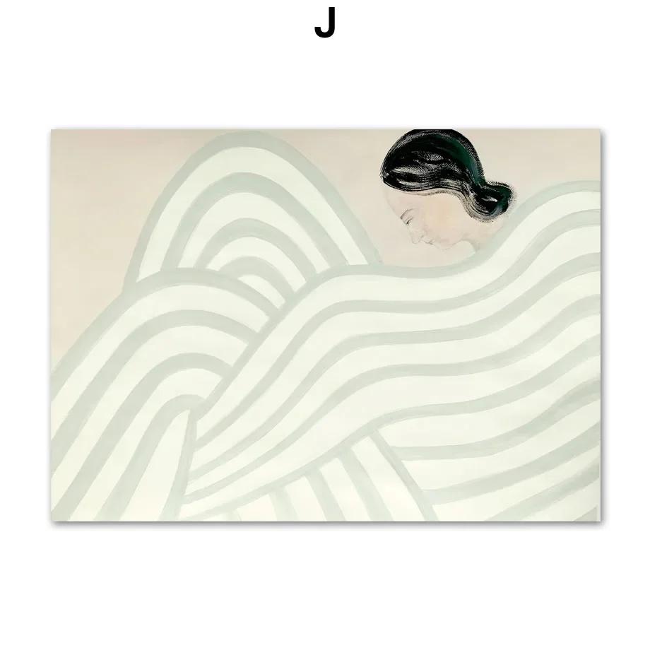 Classic Abstract Wall Art Linde Striped Pajamas Curves HD Canvas Print Poster for Living Room Bedroom Decor