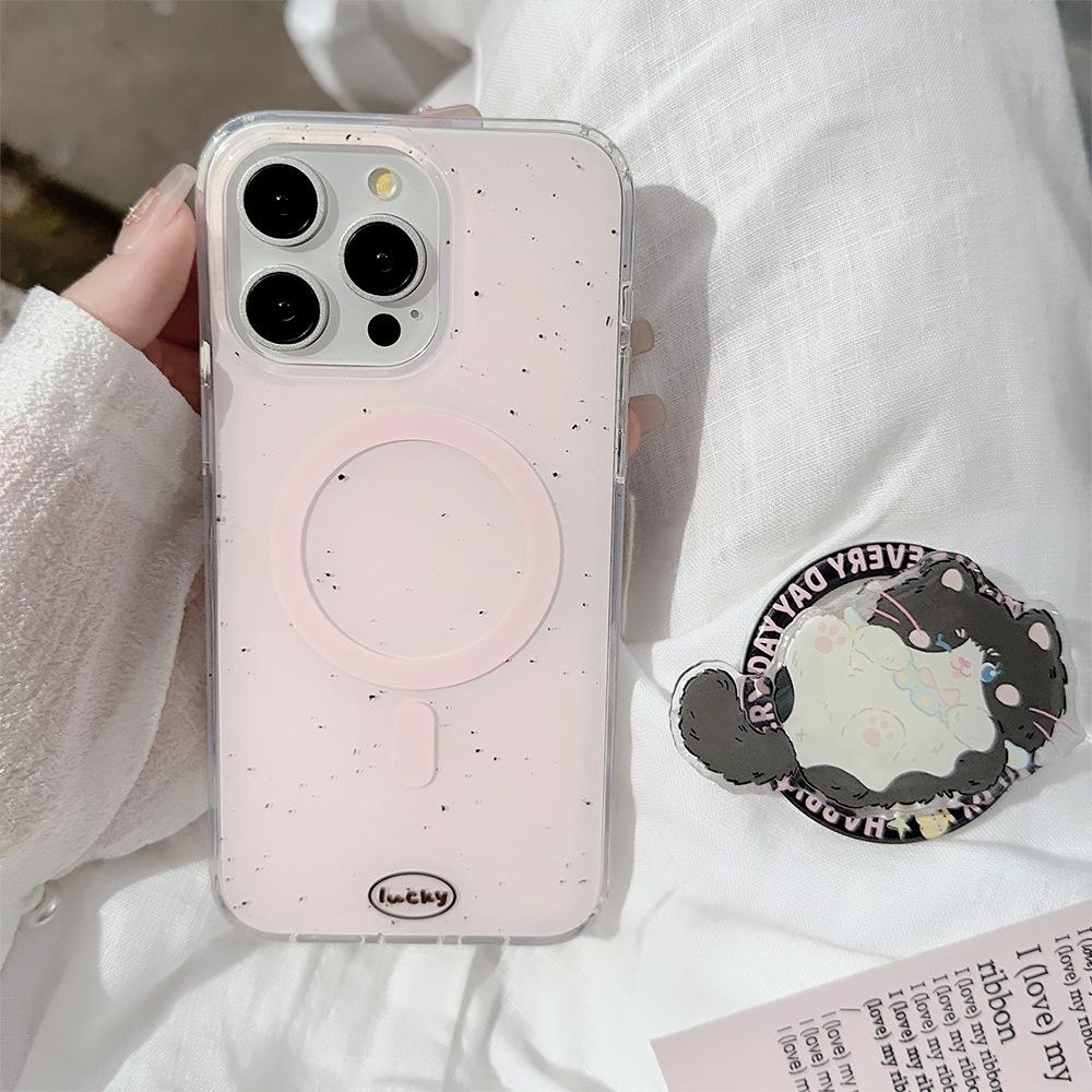 Double layer Imd Ink Splashing Cat Magnetic Suction Bracket 15promax IPhone Case IPhone 16 Suitable for 14 Sets 12