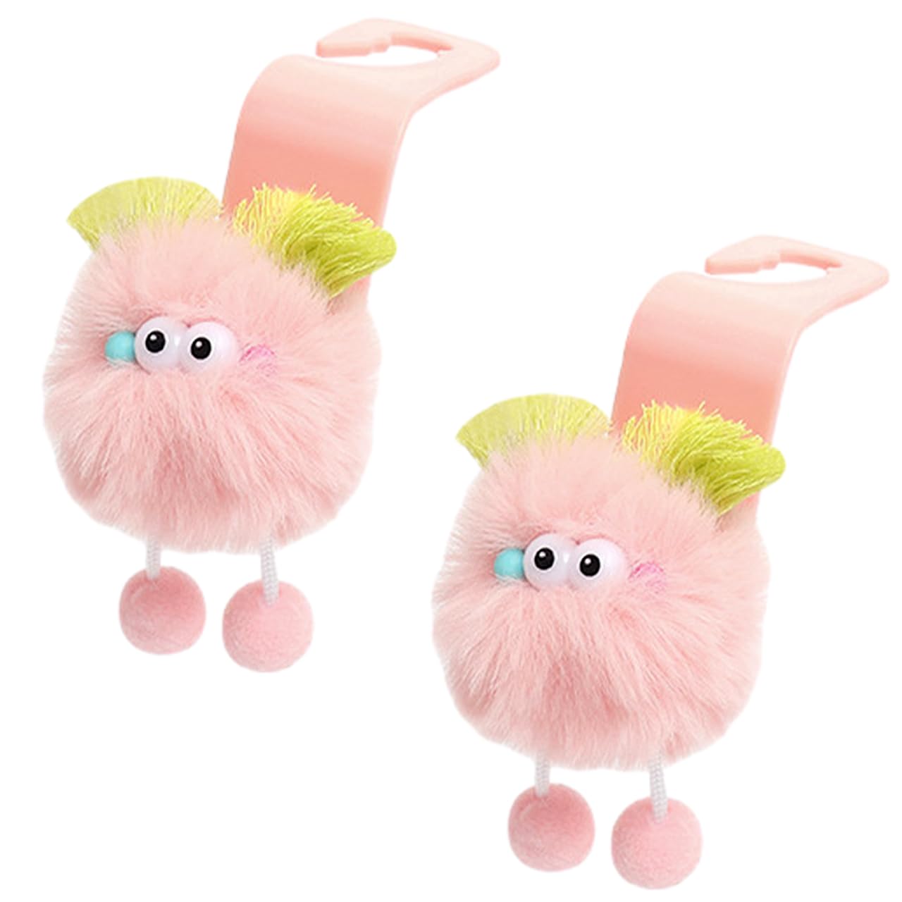 

[Queen-b] Headrest Hook for Car Cute Monster Set of 2 Fluffy Car Seat Hook Luggage Rack Stylish Convenient Goods Car Supplies Accessories (Pink)