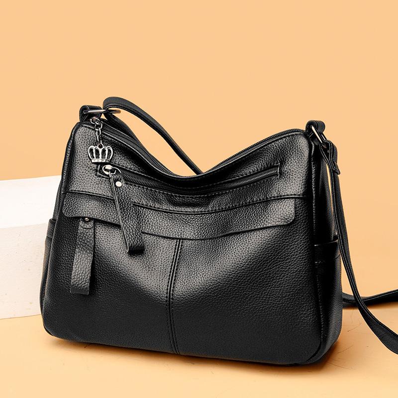 New Crossbody Bag for Women's Bag Soft Leather Texture Middle-aged and Elderly Mother-in-law Casual Bag Simple European and American Shoulder Bag