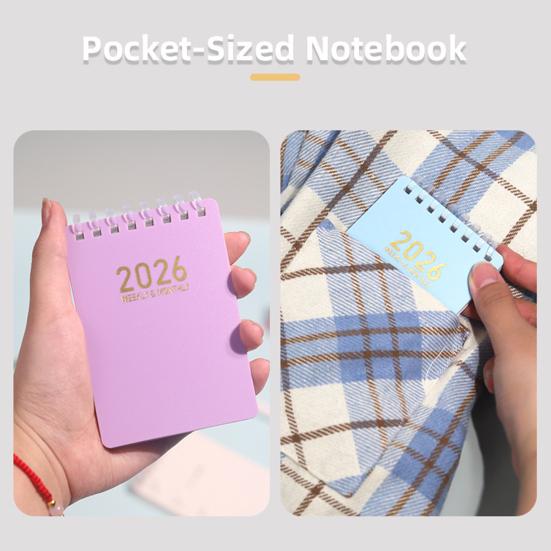 2026 Day Planner A7 Pocket Size Coil Notebook for Law Nursing Sketching Office Task Organizer for Work Study Planning