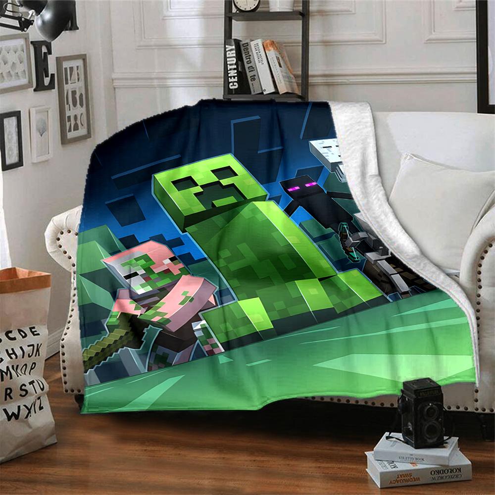 1pc Minecraft Pixel Characters Adventure flannel Blanket for Super Soft Cute Comfort Blanket for Travel Bedding Couch Sofa Blanket Y73049
