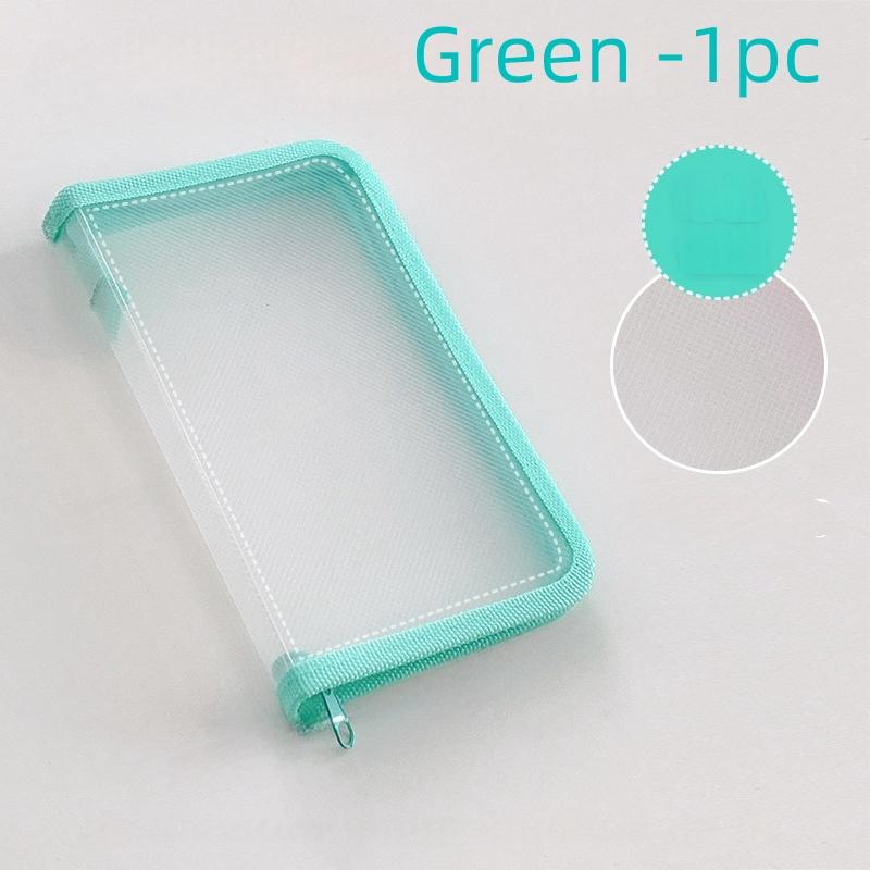 

1pc Portable A6 Durable PP Material Zipper File Bag, Transparent File Storage Box, Suitable for Daily Use in Offices and Schools зелений