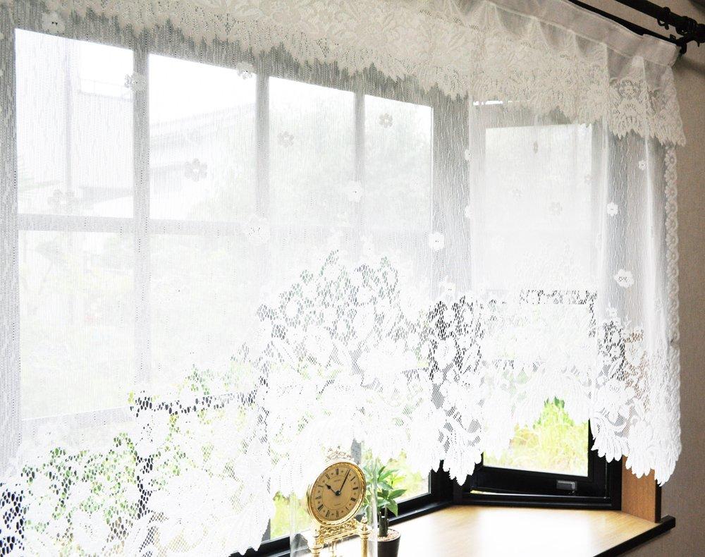 

интерьер депрес пиле кружевные шторы широкие х 85см сделано в Японии (длиной 145 см) белый