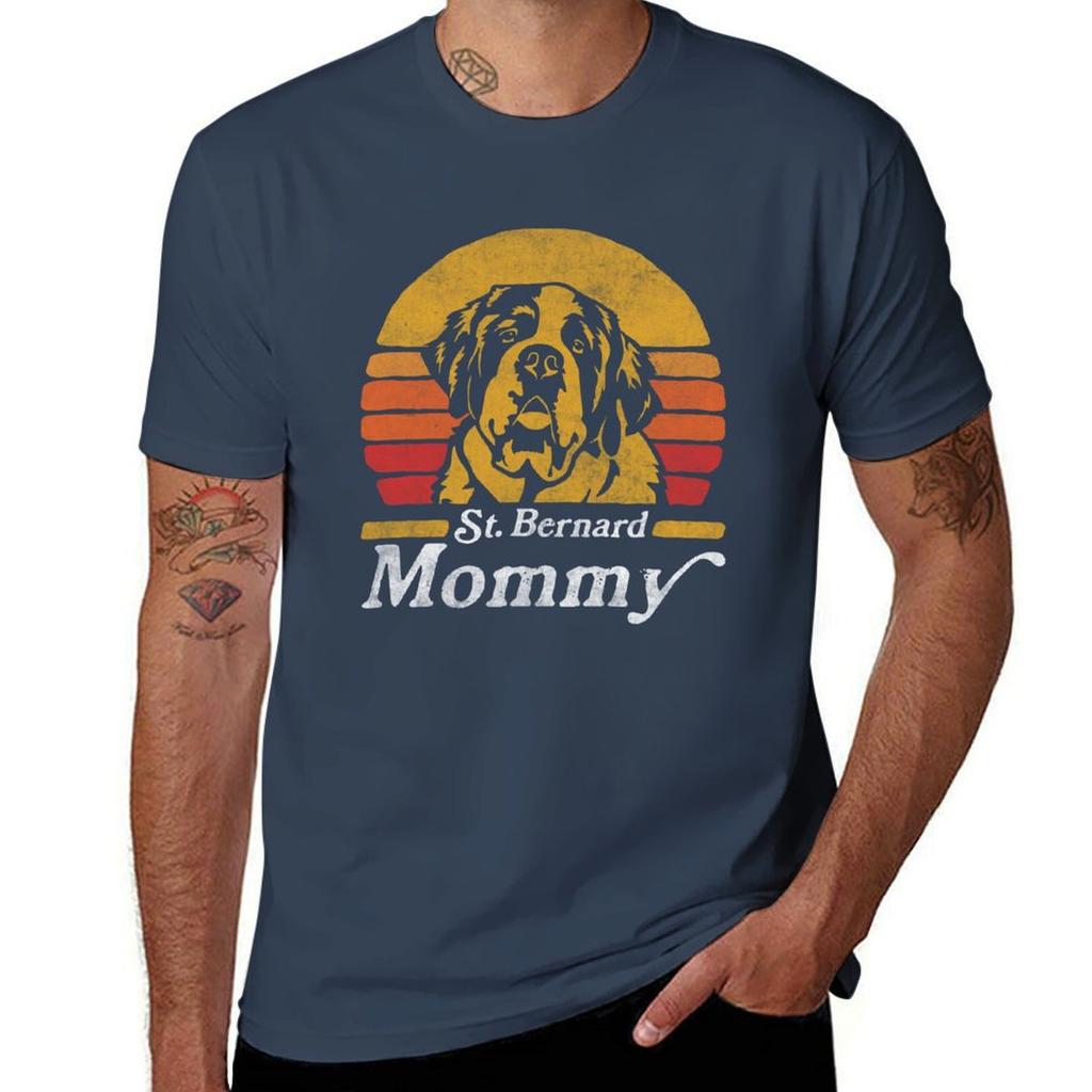 Retro Vintage Saint Bernard Mommy T-shirt Cotton T Shirts High Quality Man T Shirt Designer Man T Shirts For Men T-shirt