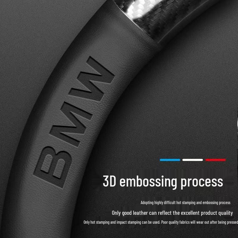 Carbon Fiber Suede Steering Wheel Cover for BMW 3, 4, 5, 7 Series & X1-X7 Models