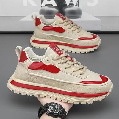 Buty tatusia w dopasowanych kolorach męskie wiosenne i jesienne nowe wygodne skórzane casualowe wszechstronne modne retro casualowe męskie buty transgraniczne