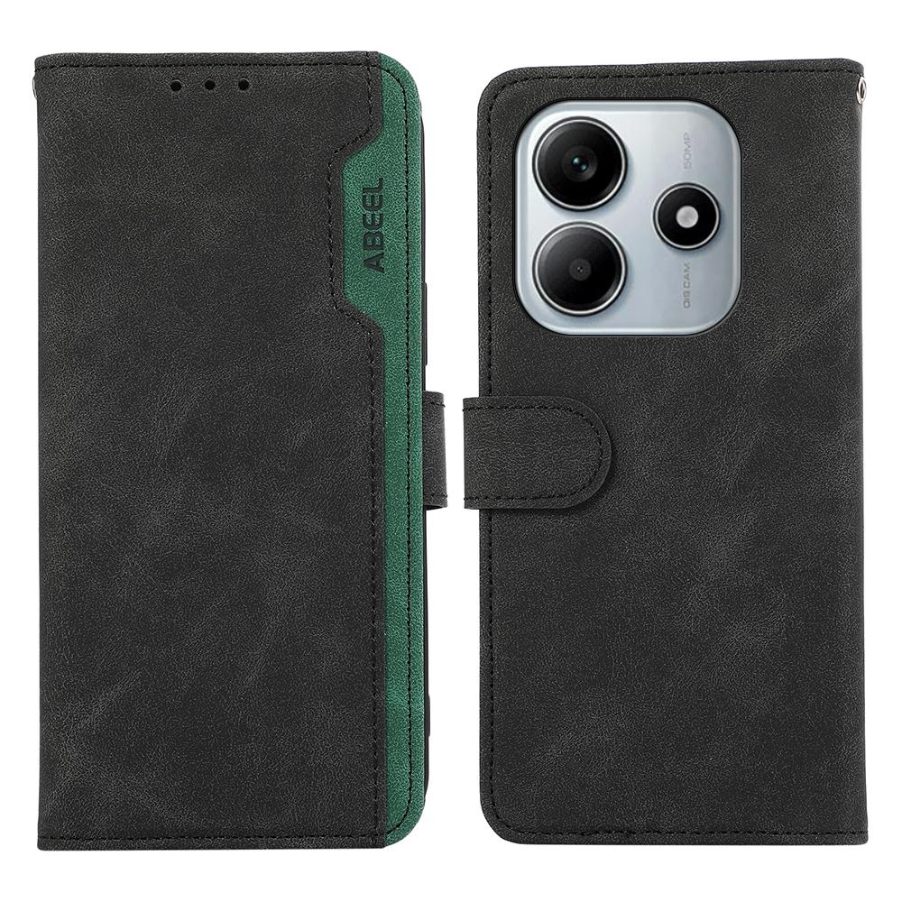 

ABEEL For Xiaomi Redmi Note 14 5G Case Color Splicing Leather Flip Phone Cover RFID Blocking Black