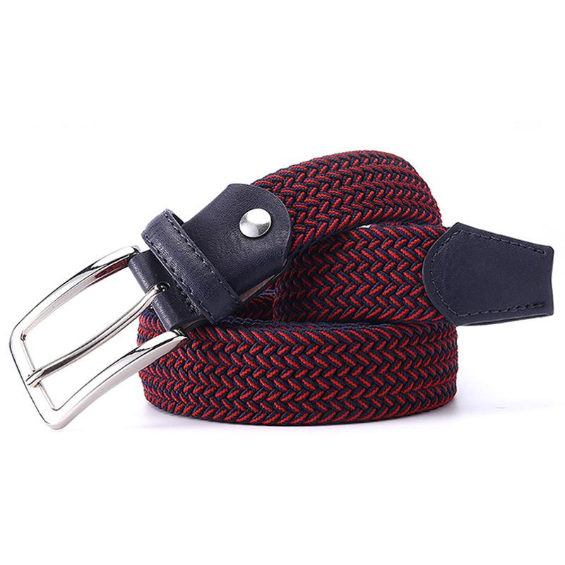 Men'S Elastic Belt Men'S Belt Pin Buckle Elastic Trendy Pants Belt Canvas Woven Belt