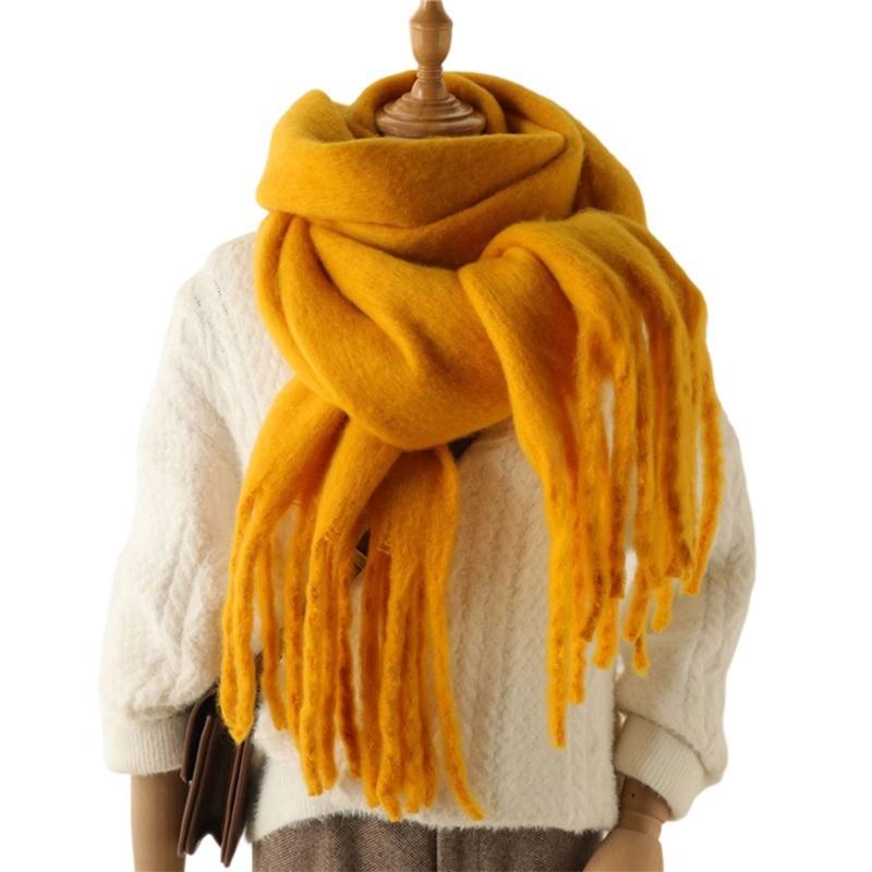 Long Tassels Neckerchief Solid Color Scarf Lightweight Yet Warm Headscarf Shawl For Casual or Formal Wear Daily