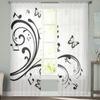 Musical Notes and Butterflies Tulle Curtains for Living Room Decoration Modern Veil Chiffon Curtains Bedroom Sheer Voile