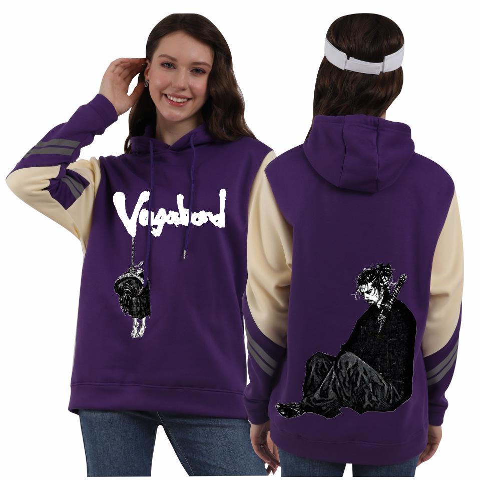 Vagabond Miyamoto Musashi Unisex Patchwork Fleece Hoodie for Autumn/Winter